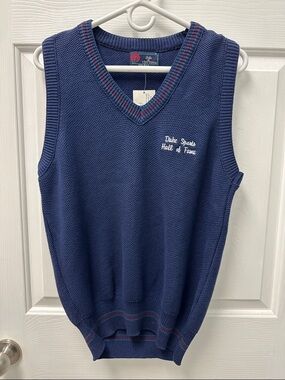 Vintage Isle of Cotton Sweater Vest Duke Sports Hall of Fame Grandpa Golf FLAWED